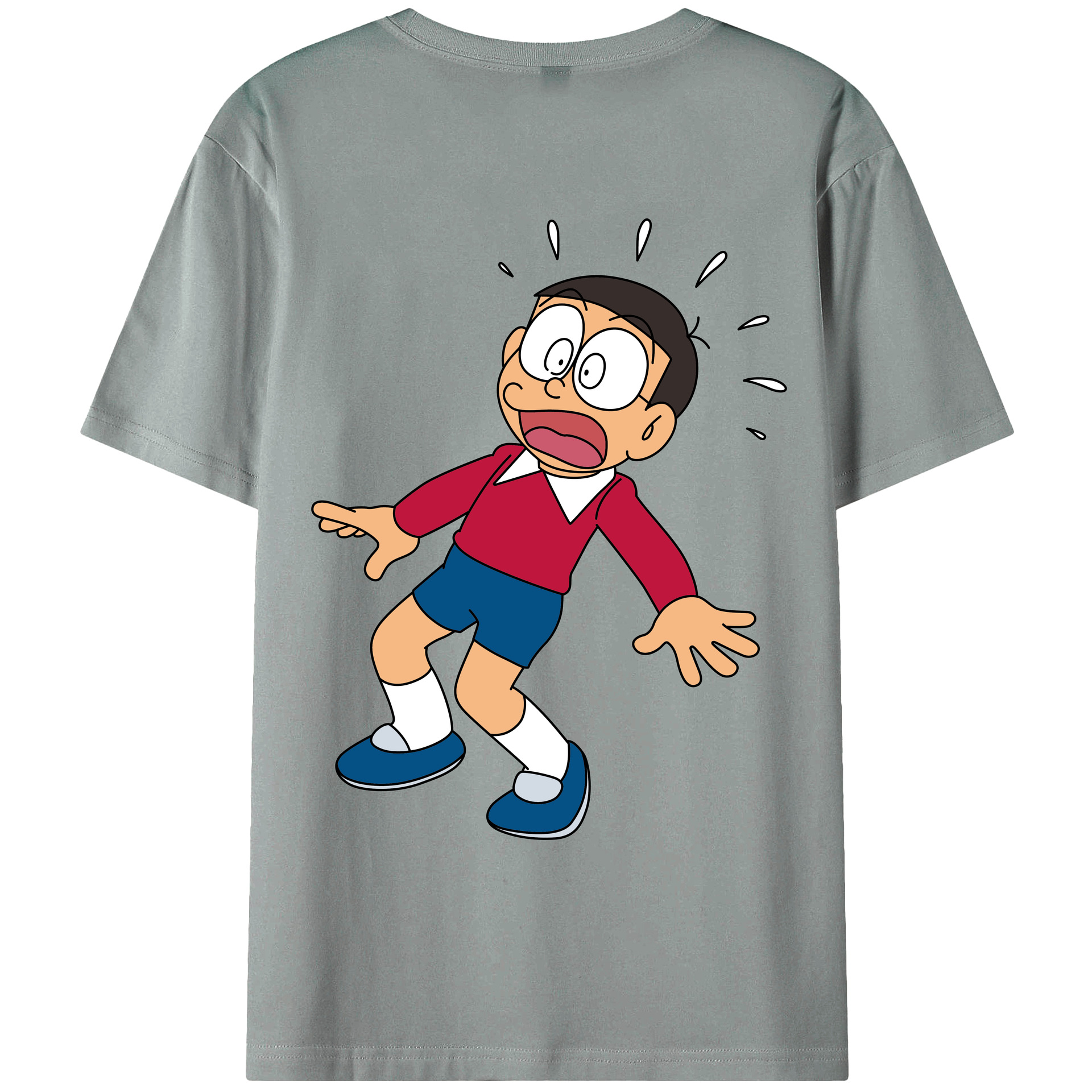 （画像用） ドラえもん 野比 のび太 Doraemon Nobita Nobi 綿100％ メンズ半袖Tシャツ（バックプリント） 通気性